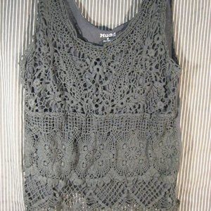 Mudd Black Lined Lace Tank Top Misses' Size M